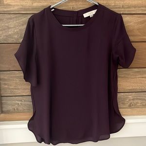 Purple short sleeve blouse, The Loft